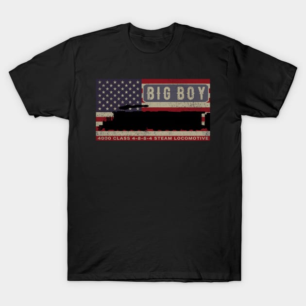 Big Boy 4000 Class Steam Locomotive Train Vintage USA American Flag T-Shirt by Maljonic